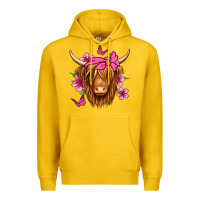 Lemon floral pink bandana longhaired cow Premium Hoodie - Jasminsmagicworld