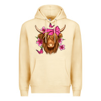 Pina Colada floral pink bandana longhaired cow Premium Hoodie - Jasminsmagicworld