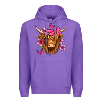 Purple floral pink bandana longhaired cow Premium Hoodie - Jasminsmagicworld