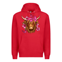 Red floral pink bandana longhaired cow Premium Hoodie - Jasminsmagicworld
