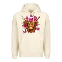 Sandshell floral pink bandana longhaired cow Premium Hoodie - Jasminsmagicworld