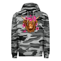 Slate Camo floral pink bandana longhaired cow Premium Hoodie - Jasminsmagicworld