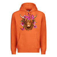 Carrot floral pink bandana longhaired cow Premium Hoodie - Jasminsmagicworld