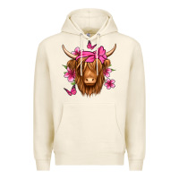 Tofu floral pink bandana longhaired cow Premium Hoodie - Jasminsmagicworld