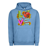 Pigment Pebble Blue love with pen and  serape leopard Urban Hoodie - Artiststas