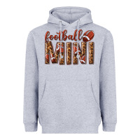 Heather Grey football mini with leopard Heavyweight Hoodie - texasbilliewilder