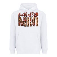 White football mini with leopard Heavyweight Hoodie - texasbilliewilder