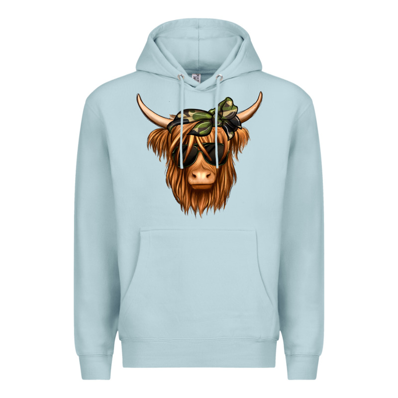 Camouflage Long Haired Cow Premium Hoodie by Jasminsmagicworld | Teevron