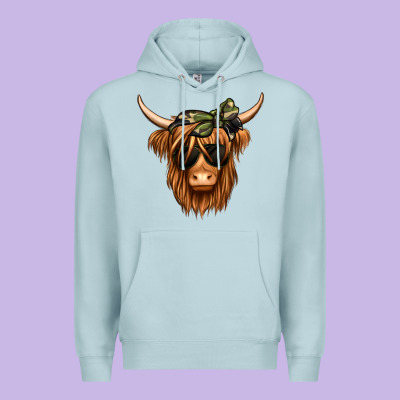 Camouflage Long Haired Cow Premium Hoodie Designed By Jasminsmagicworld