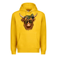 Lemon camouflage long haired cow Premium Hoodie - Jasminsmagicworld
