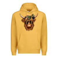 Mustard camouflage long haired cow Premium Hoodie - Jasminsmagicworld
