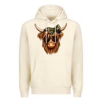 Sandshell camouflage long haired cow Premium Hoodie - Jasminsmagicworld