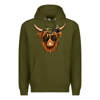 Army Green camouflage long haired cow Premium Hoodie - Jasminsmagicworld