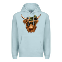Blue Mist camouflage long haired cow Premium Hoodie - Jasminsmagicworld