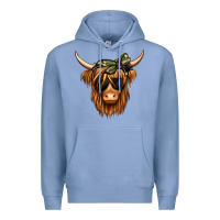 Colony Blue camouflage long haired cow Premium Hoodie - Jasminsmagicworld