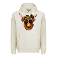 Oatmeal Heather camouflage long haired cow Premium Hoodie - Jasminsmagicworld