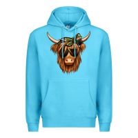 Ocean Blue camouflage long haired cow Premium Hoodie - Jasminsmagicworld