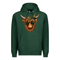 Sports Green camouflage long haired cow Premium Hoodie - Jasminsmagicworld