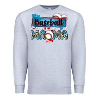 Heather Grey baseball mama with leopard Premium Sweatshirt - Zillion Design Studio
