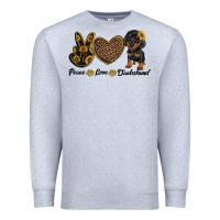 Heather Grey peace love dachshund Premium Sweatshirt - RanaPortraitStore