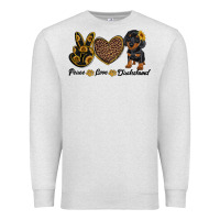 Oatmeal Heather peace love dachshund Premium Sweatshirt - RanaPortraitStore