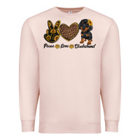 Pale Pink peace love dachshund Premium Sweatshirt - RanaPortraitStore