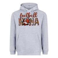 Heather Grey football nana with leopard Heavyweight Hoodie - texasbilliewilder
