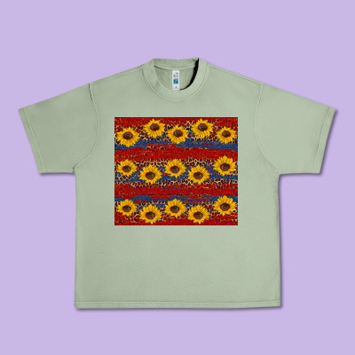 Usa And Sunflower Pattern Urban Heavy Tee Designed By Artiststas