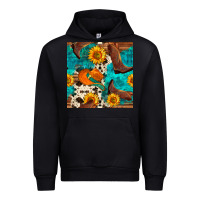 Black cowboy boots and hat seamless pattern Urban Hoodie - BundleAndBundleShop