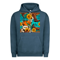 Pigment Midnight Navy cowboy boots and hat seamless pattern Urban Hoodie - BundleAndBundleShop