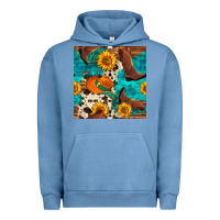 Pigment Pebble Blue cowboy boots and hat seamless pattern Urban Hoodie - BundleAndBundleShop