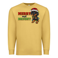Antique Gold merry and bright dachshund Premium Sweatshirt - RanaPortraitStore