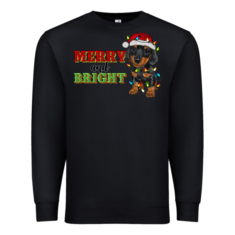 Merry And Bright Dachshund Premium Sweatshirt by RanaPortraitStore | Teevron