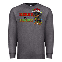 Charcoal Heather merry and bright dachshund Premium Sweatshirt - RanaPortraitStore