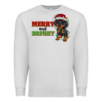 Dove Grey merry and bright dachshund Premium Sweatshirt - RanaPortraitStore