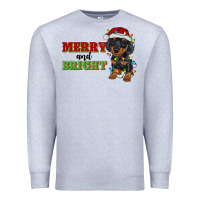 Heather Grey merry and bright dachshund Premium Sweatshirt - RanaPortraitStore