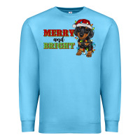 Ocean Blue merry and bright dachshund Premium Sweatshirt - RanaPortraitStore