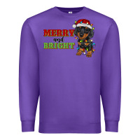 Purple merry and bright dachshund Premium Sweatshirt - RanaPortraitStore