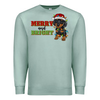 Seafoam merry and bright dachshund Premium Sweatshirt - RanaPortraitStore