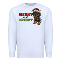 White merry and bright dachshund Premium Sweatshirt - RanaPortraitStore