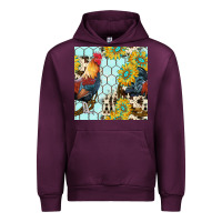 Mauve Wine western rooster seamless pattern Urban Hoodie - BundleAndBundleShop