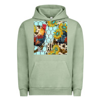 Pigment Oil Green western rooster seamless pattern Urban Hoodie - BundleAndBundleShop