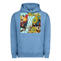 Pigment Pebble Blue western rooster seamless pattern Urban Hoodie - BundleAndBundleShop