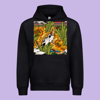 Western Bull Skull Seamless Pattern Urban Hoodie Designed By Bundleandbundleshop