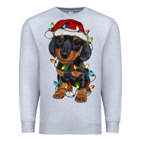 Heather Grey dachshund puppy christmas lights Premium Sweatshirt - RanaPortraitStore
