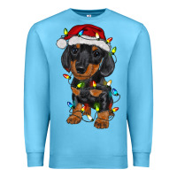 Ocean Blue dachshund puppy christmas lights Premium Sweatshirt - RanaPortraitStore