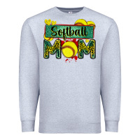 Heather Grey softball mom with leopard Premium Sweatshirt - Zillion Design Studio