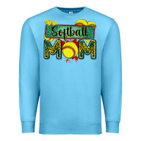 Ocean Blue softball mom with leopard Premium Sweatshirt - Zillion Design Studio
