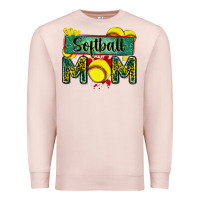 Pale Pink softball mom with leopard Premium Sweatshirt - Zillion Design Studio