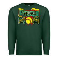 Sports Green softball mom with leopard Premium Sweatshirt - Zillion Design Studio